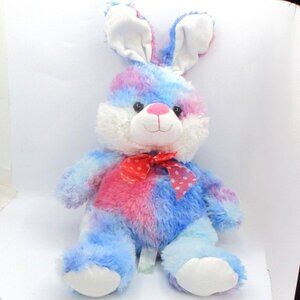 Hommerbest Tie Dye Plush Easter Bunny 20" Polka Dot Bow Soft Lovey & Cuddle Toy